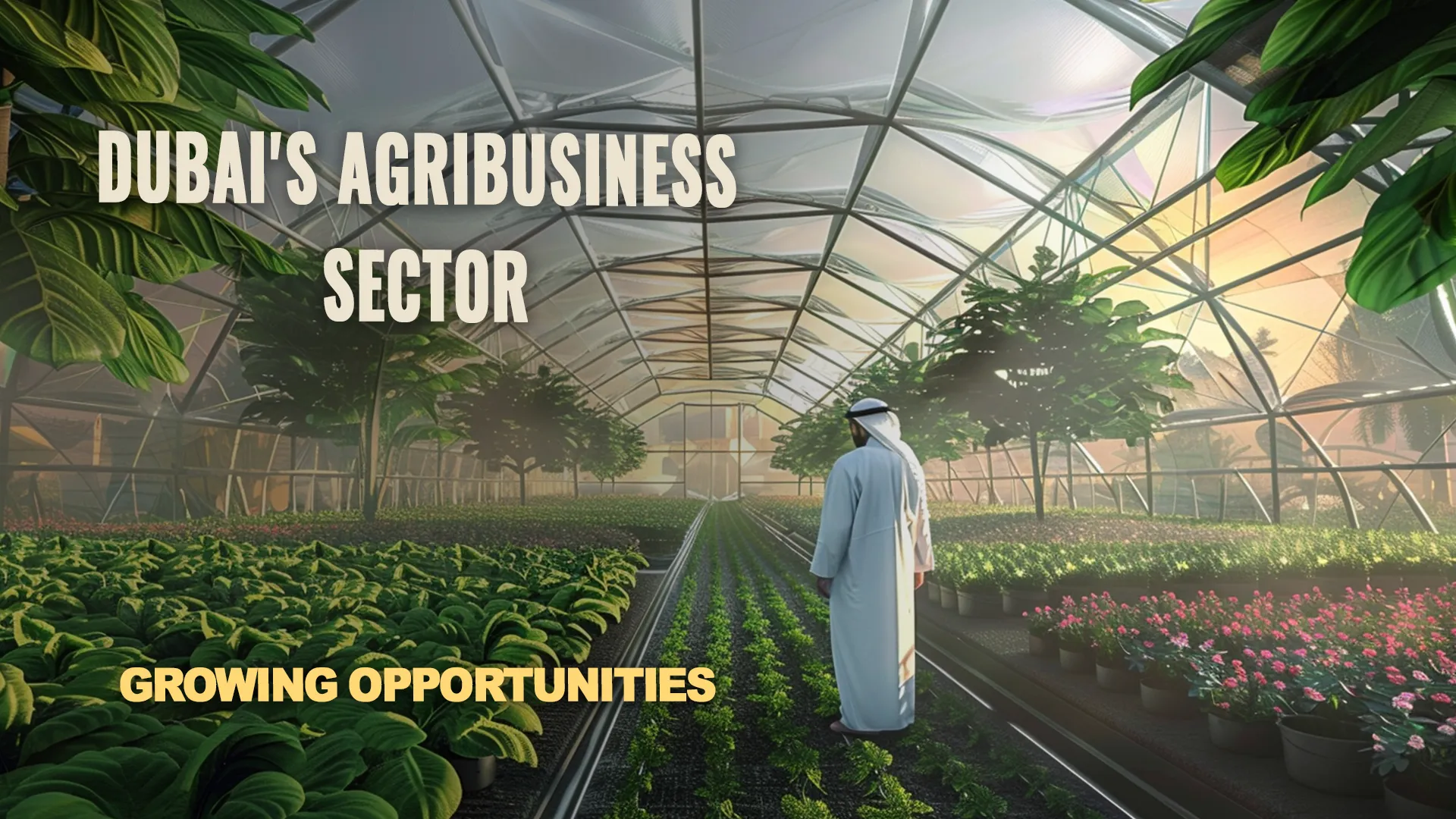 Greenhouse in Dubai where agronomists are cultivating plants, showcasing agricultural innovation