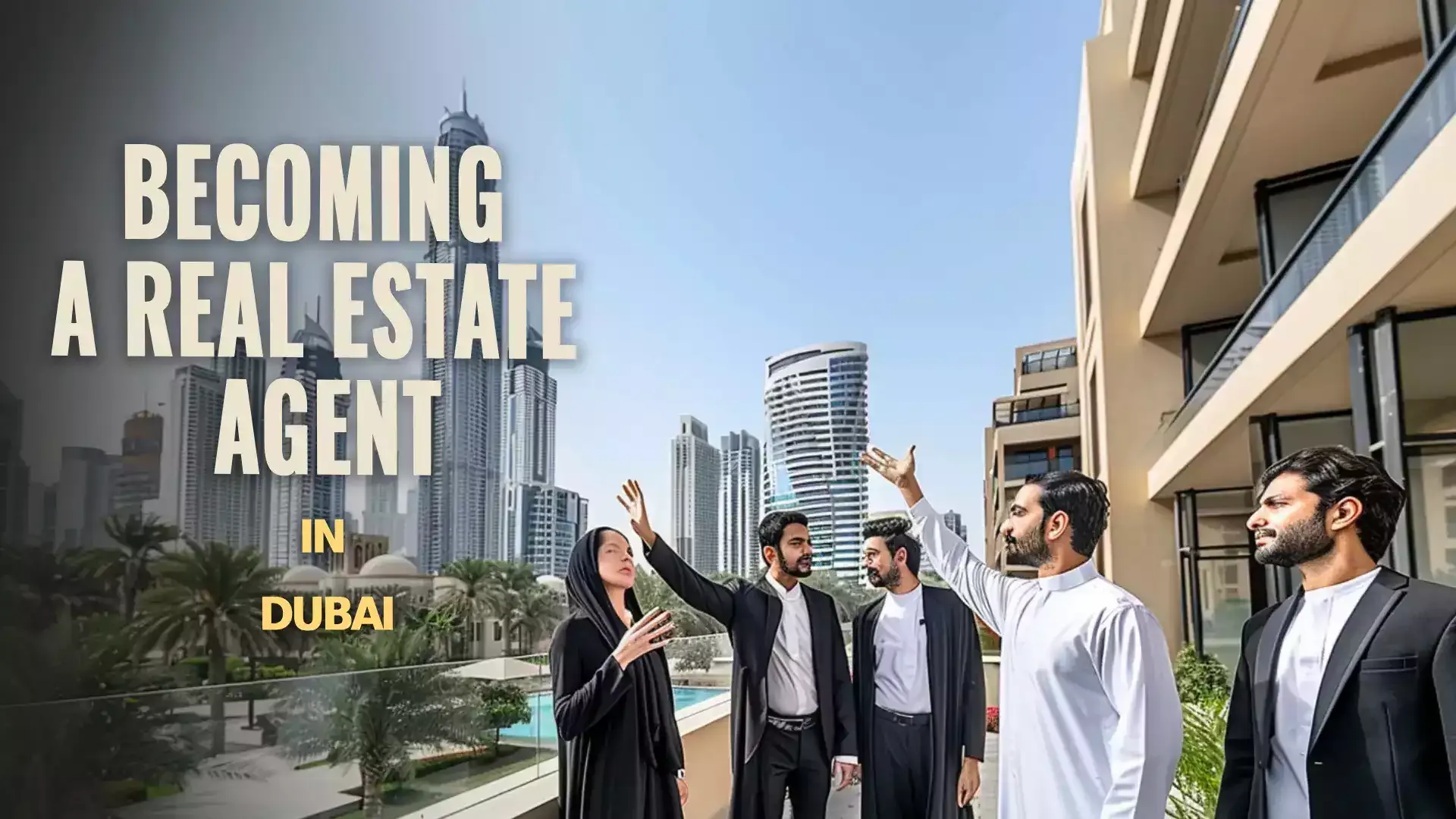 A real estate agent assisting a client in viewing properties in Dubai