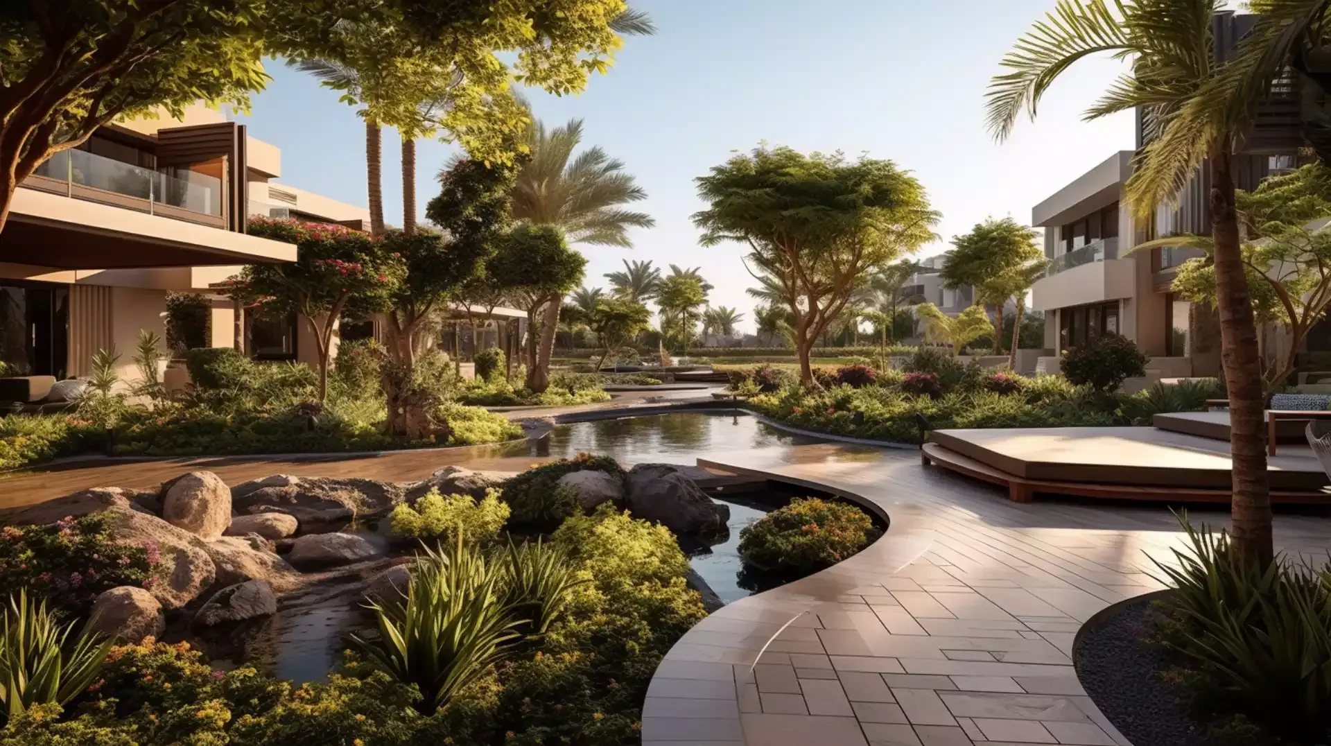 Experience Landscaping Beauty in International City - Architectural Elements with Nature