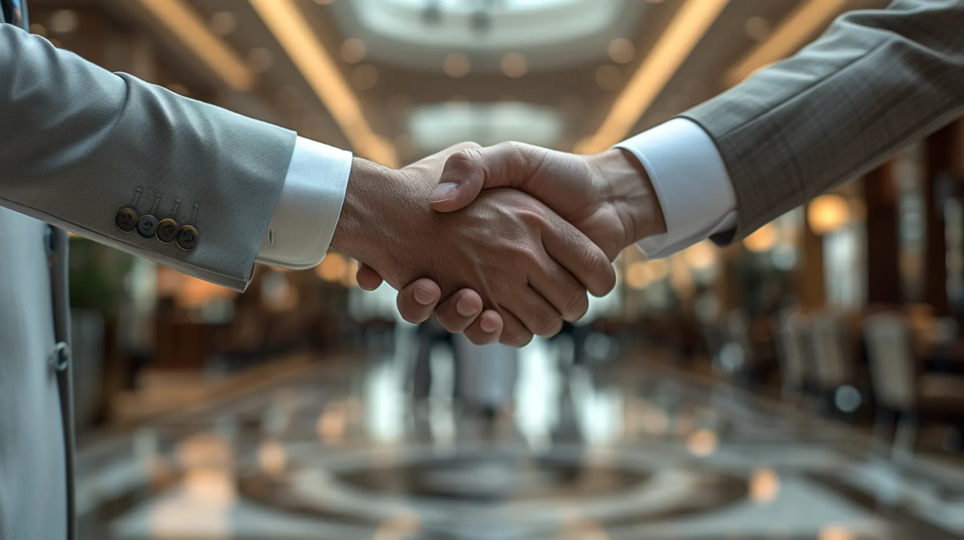 Handshake between businessmen, symbolizing trust and agreement in a professional setting