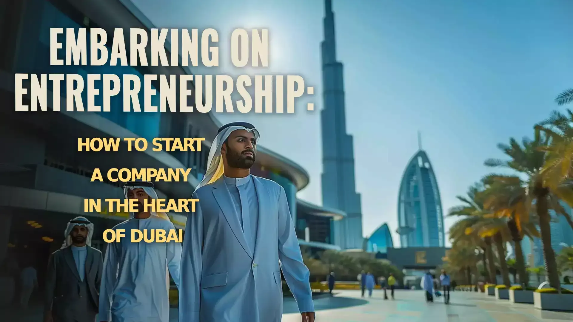 Graphic illustrating the process of setting up a company in Dubai