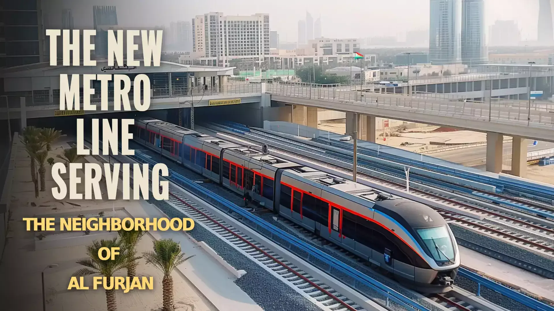 Image showing the newly constructed metro line serving Al Furjan, Dubai