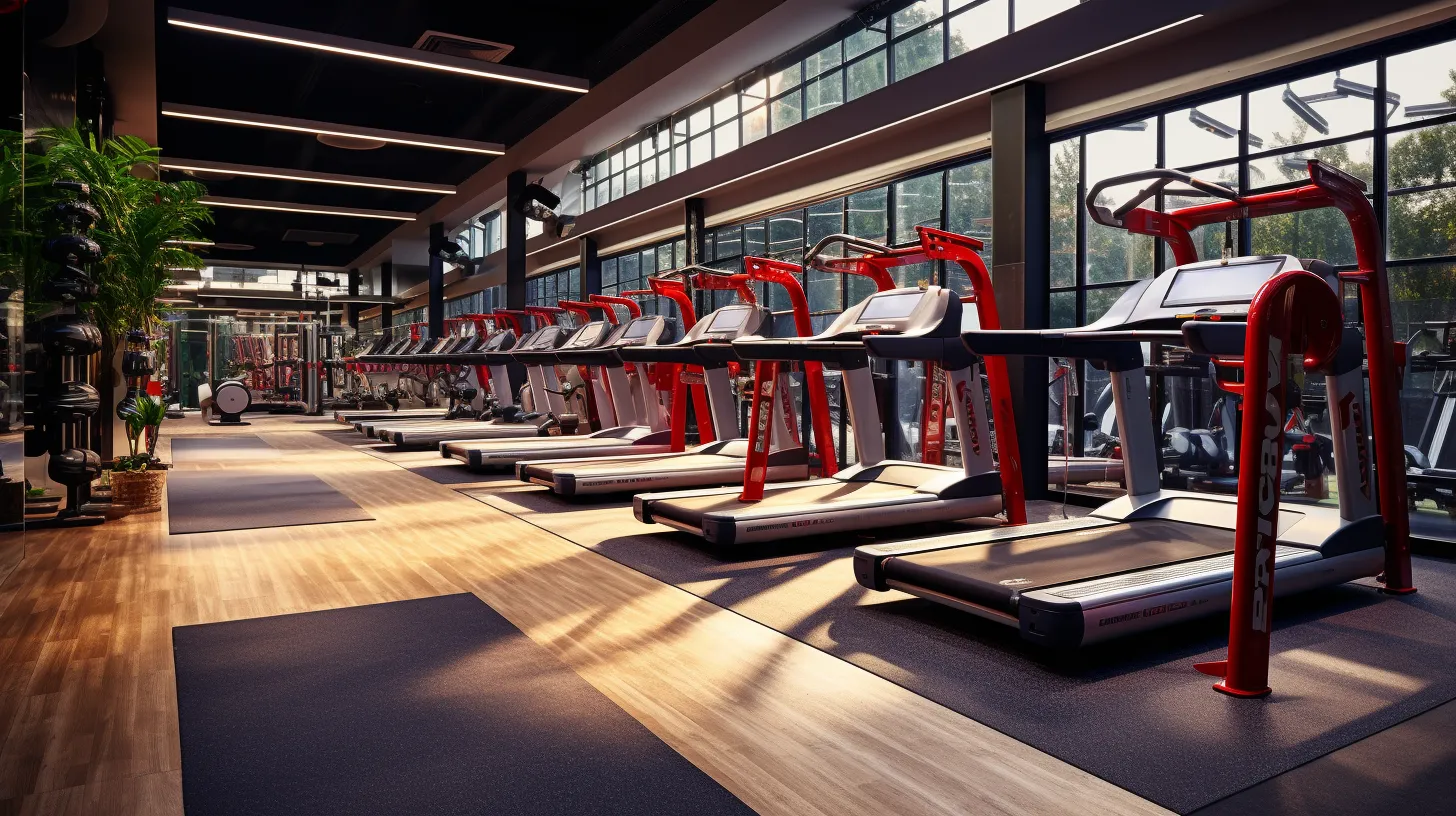 Modern fitness gym with treadmills