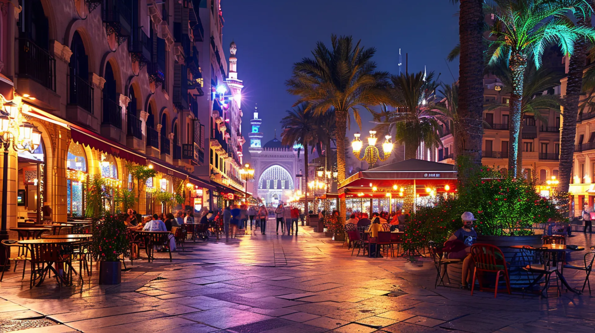 Business in Dubai: A lively outdoor lounge area, showcasing the city's diverse nightlife offerings