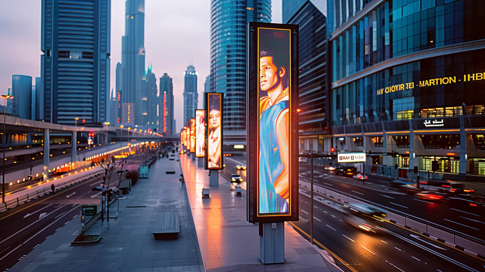 In Dubai, numerous banners are strategically placed in prominent locations to reach a wider audience