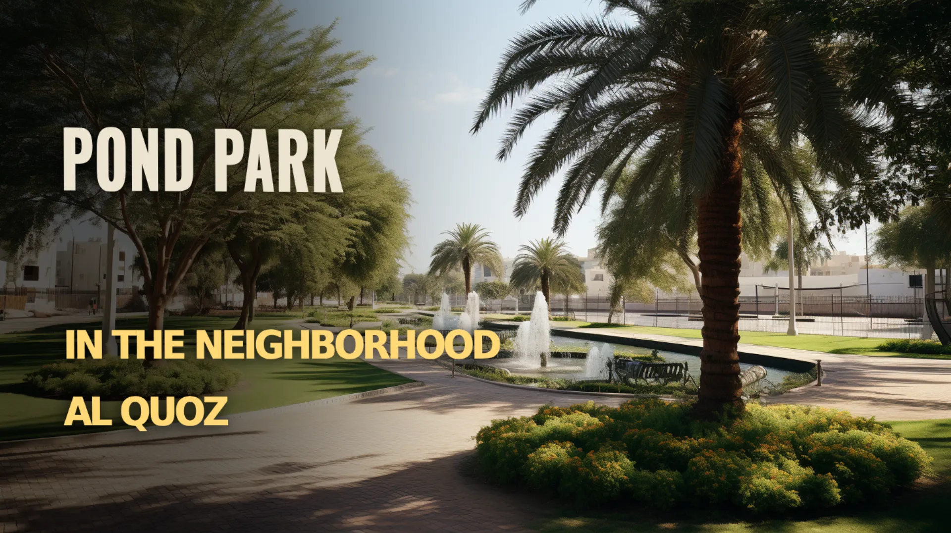 Pond Park in the Al Quoz - Serene and tranquil setting, showcasing the picturesque pond surrounded by lush greenery in the heart of Al Quoz