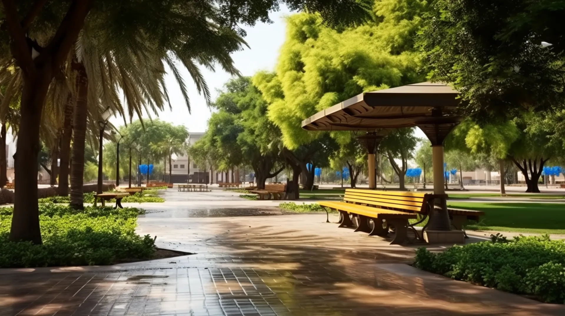 Pond Park in the Al Quoz - A peaceful oasis in the urban landscape, featuring the reflective beauty of the pond in Al Quoz