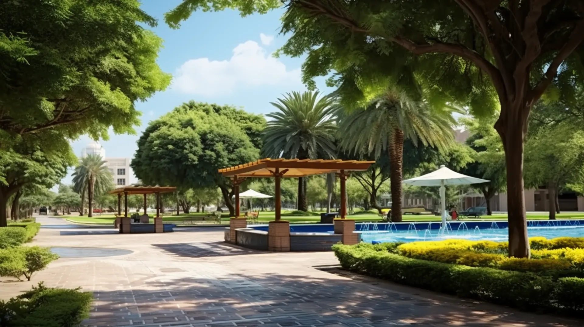 Pond Park in Al Quoz - Picturesque pond surrounded by walking paths and scenic spots, creating a serene atmosphere