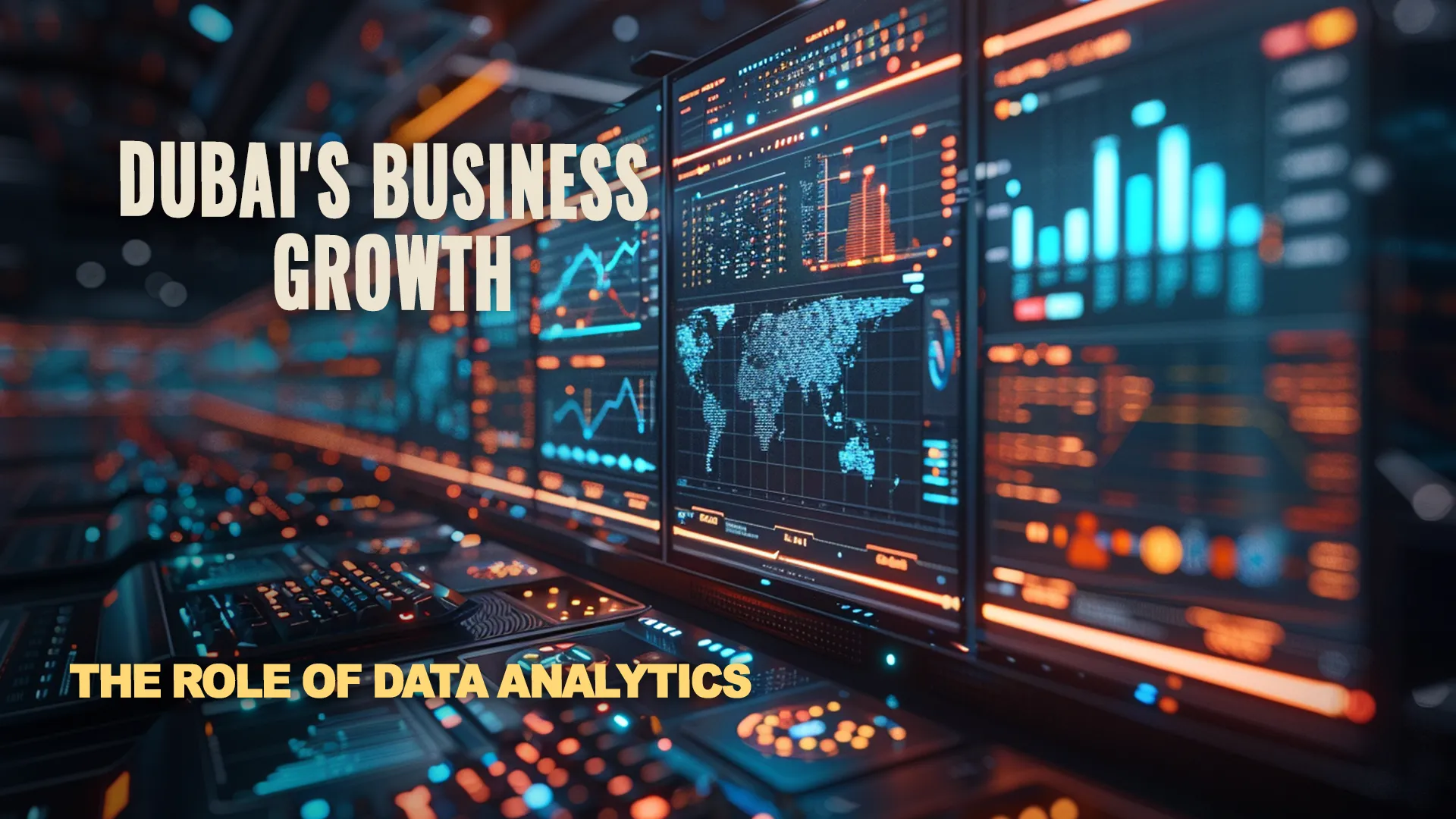 Multiple screens display numerous tables with data charts, reflecting a comprehensive overview of various datasets