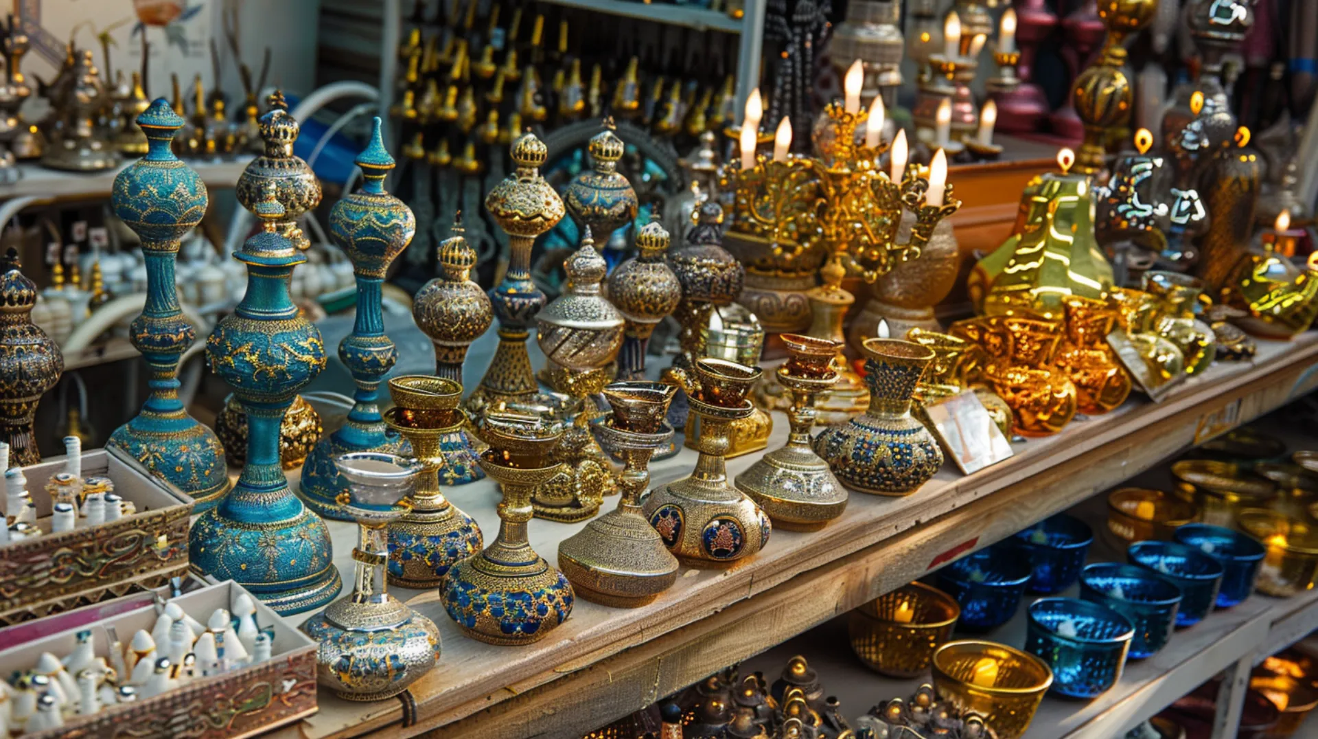 A skilled craftsman creating intricate gold designs at Deira Gold Souk