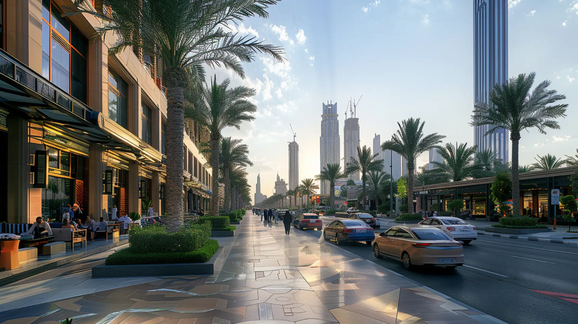 Night lights on Mohammed Bin Rashid Boulevard in neighborhood Downtown Dubai